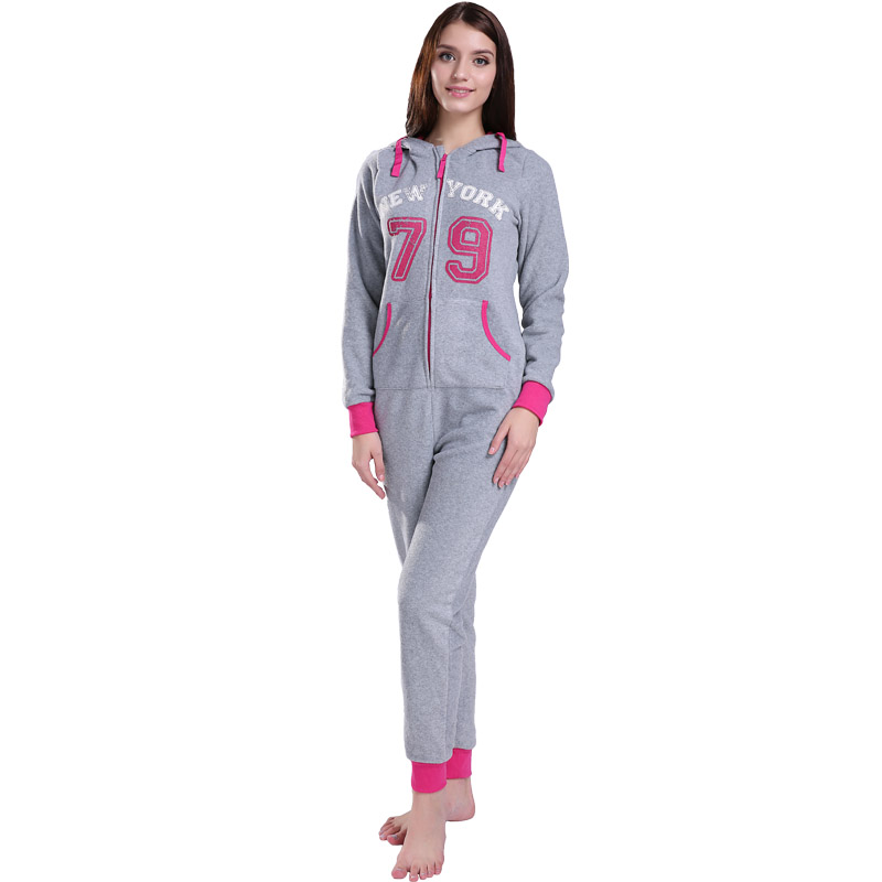 Взрослые пижамные штаны из микрофибры с капюшоном Onesie для женщин