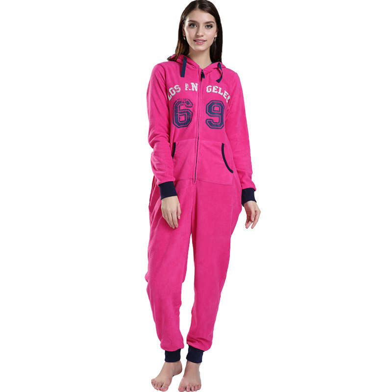 Взрослые пижамные штаны из микрофибры с капюшоном Onesie для женщин