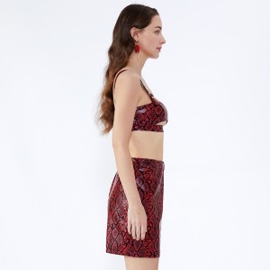 С леопардовым принтом короткая сексуальная повязка женская одежда из двух частей набор