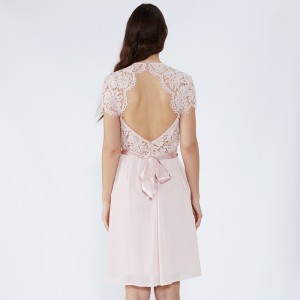 Бантом Розовый Кружева Формальные Повседневные Женщины Платья Партии Одежда JCGJ190315082