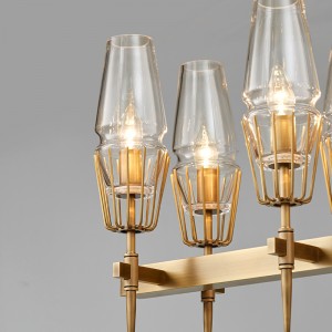 Nordic Simple Personality Стеклянная железная длинная ресторанная люстра Km2145