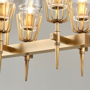 Nordic Simple Personality Стеклянная железная длинная ресторанная люстра Km2145