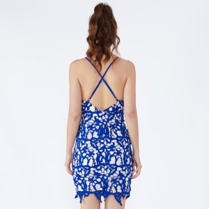 Дамы Имена Ретро Sexu Back Открытое Вечернее Синее Платье