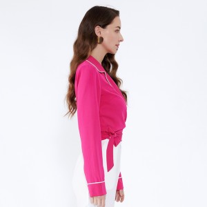 Последние дизайны Check Woman Свободная полосатая шифоновая блузка