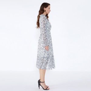 OEM Frock Design с длинным рукавом Maxi животных печати плюс размер одежды для дам