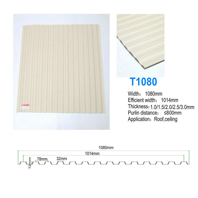 T1080 Белый ПВХ Стеновые Панели Пластиковые Трапециевидные Cilling Board Гофрированный Лист