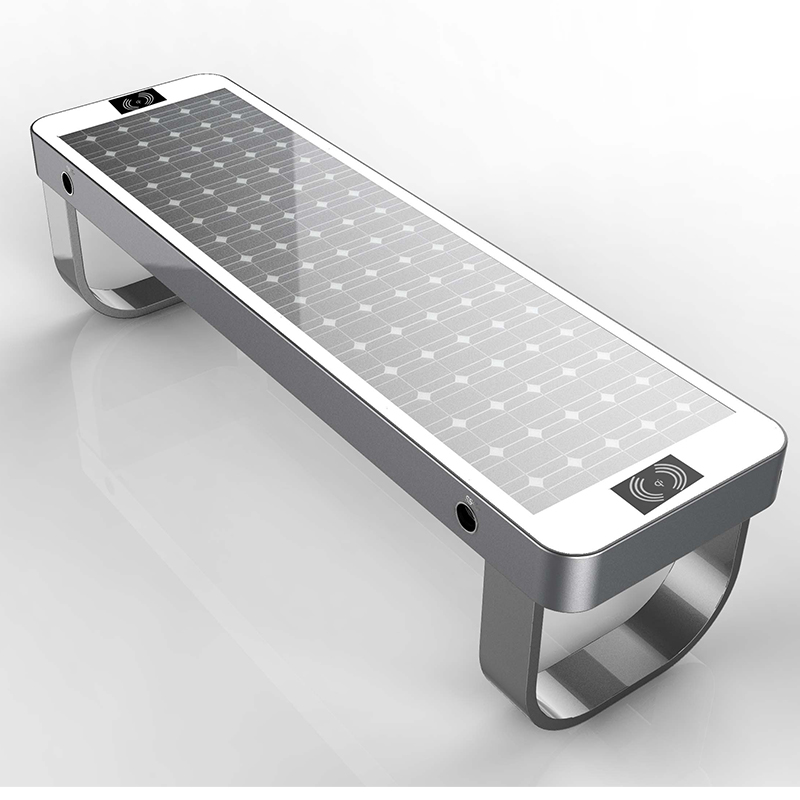 2019 новейший дизайн умный городской открытый солнечный металлический зарядное устройство скамейка для мобильного телефона