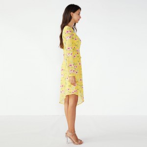 2019 Желтые ретро летние девушки модные женские повседневные платья