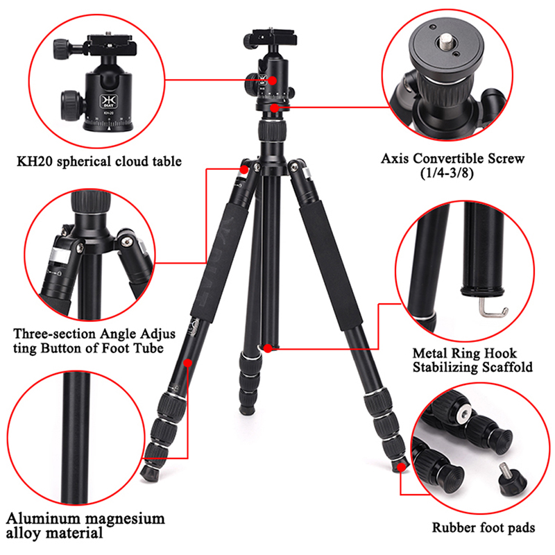 Diat AM294A KH20 Портативная штатив для видеокамеры из алюминиевого сплава Гибкая дорожная цифровая фотокамера для путешествий