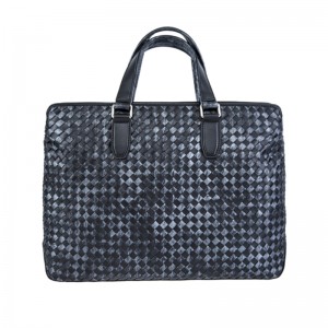 18SG-6816F с двух сторон использовать двухцветный уникальный дизайн тканый мужской портфель из натуральной кожи