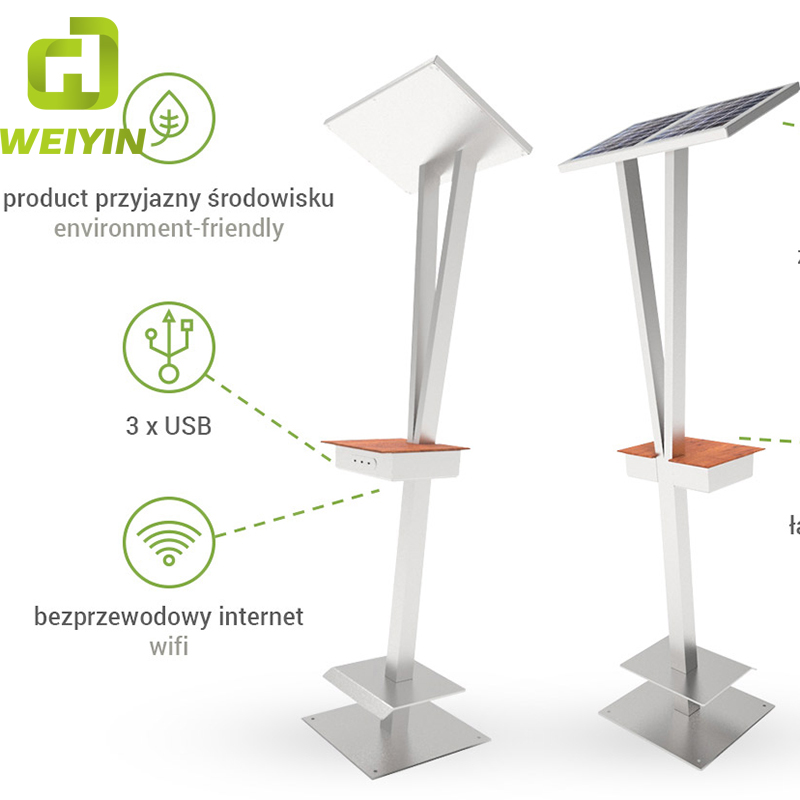 Минималистичный дизайн Smart Solar Powered USB для зарядки мобильных телефонов для сообществ и парков