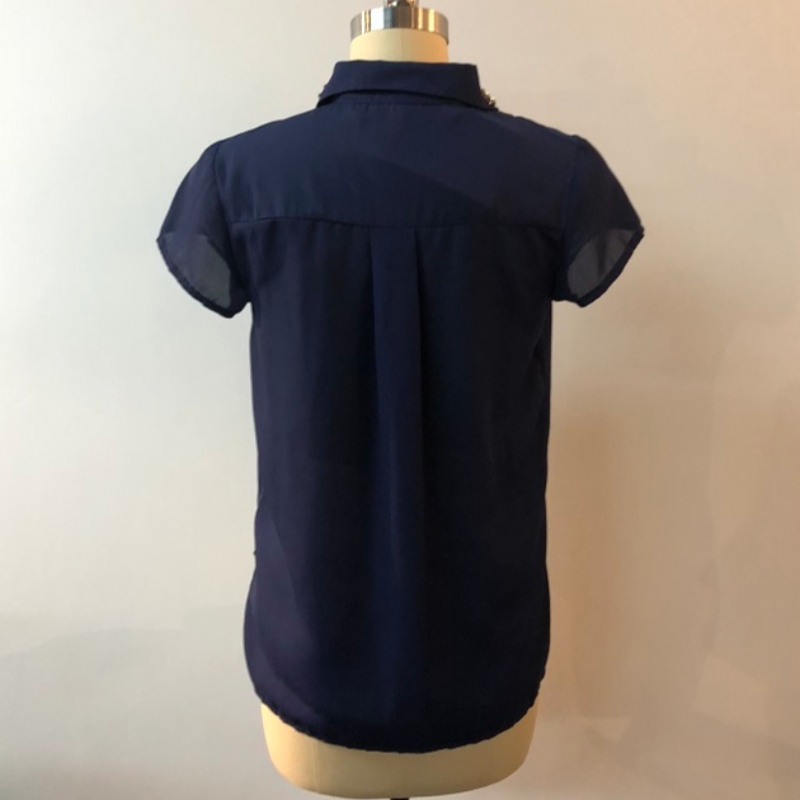 Темно-синий блузка с короткими рукавами JLWB0011