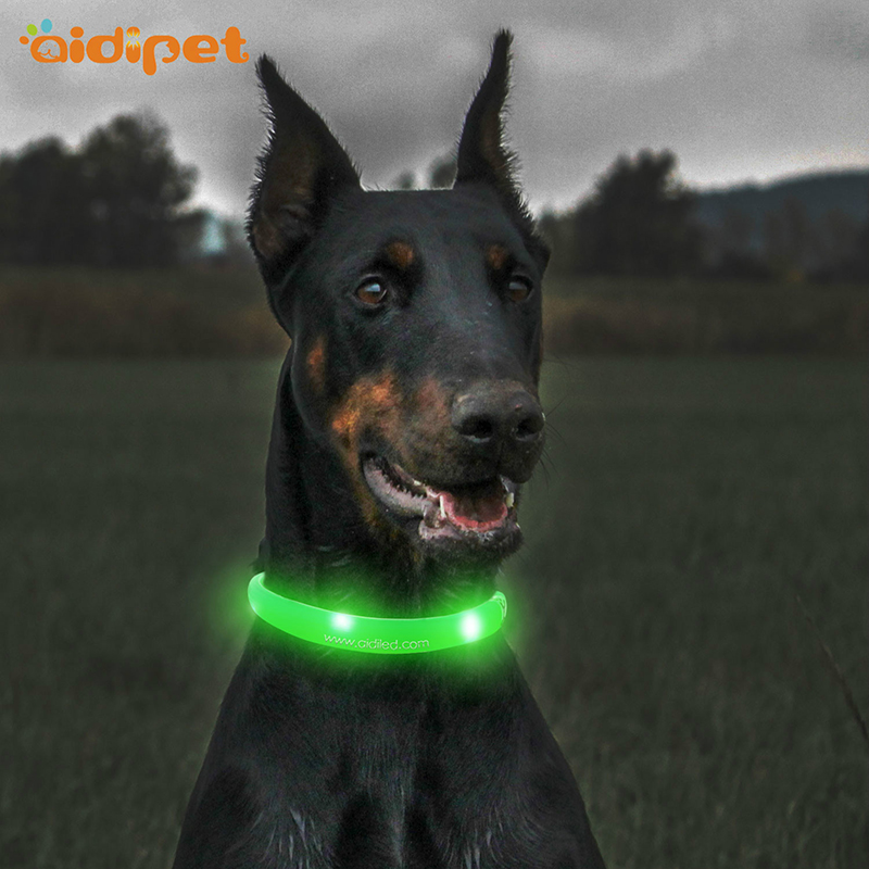 Пользовательские персонализированные логотип силиконовые регулируемые светодиодные ошейник для домашних животных, делая поставки