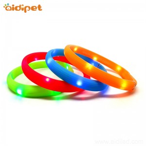 Пользовательские персонализированные логотип силиконовые регулируемые светодиодные ошейник для домашних животных, делая пост...