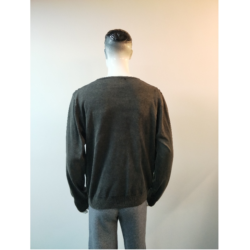 Серый свитер с V-образным вырезом RLMS0013F