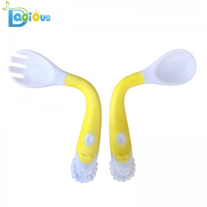 Amazon Горячие Продажи Детского Питания Принадлежности для Обучения Вилка и Ложка Изогнутая Ручка Ложки и Вилки Малыша Детские Пут...