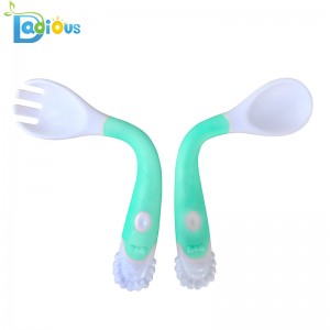 Amazon Горячие Продажи Детского Питания Принадлежности для Обучения Вилка и Ложка Изогнутая Ручка Ложки и Вилки Малыша Детские Пут...