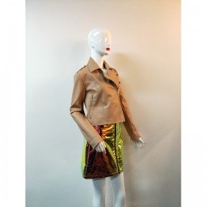 КОРИЧНЕВЫЙ БАЙКЕРСКИЙ PU КУРТКА RLWPJ0006N