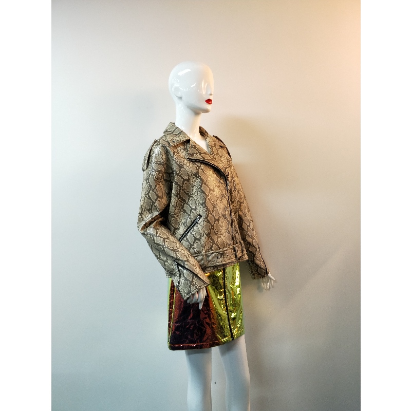 КОРИЧНЕВЫЙ СЕРПЕНТИНСКИЙ ПУ JACKET RLWPJ0009N