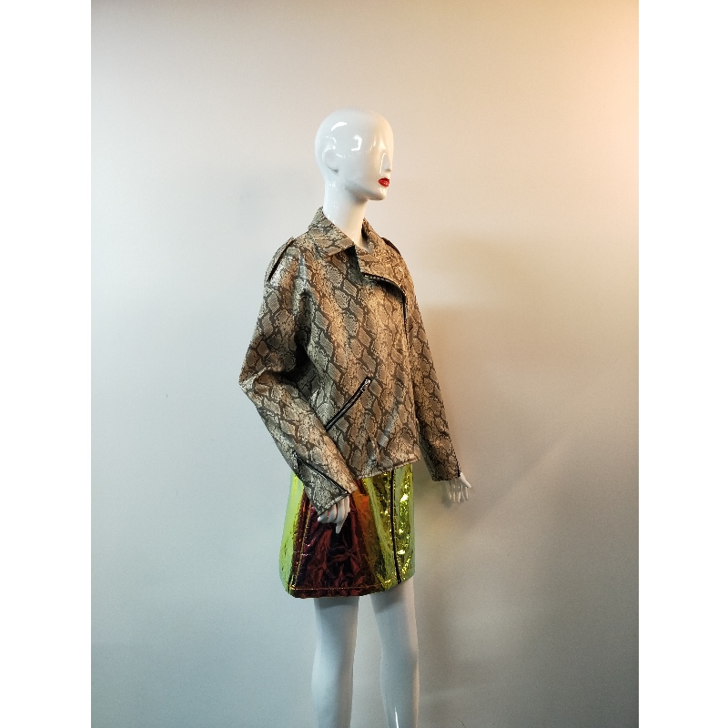КОРИЧНЕВЫЙ СЕРПЕНТИНА ПУ JACKET RLWPJ0024N