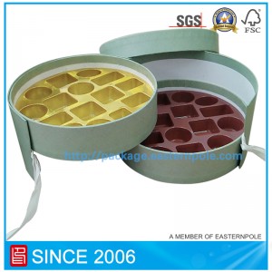 Роскошная жесткая круглая шоколадная коробка с двойными слоями