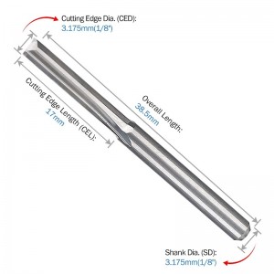 1/8 \"Диаметр хвостовика. Прямые двухсторонние фрезерные фрезы с прямым концом Фрезерный станок с 2 концами Фрезы с ЧПУ Вольфрамова...