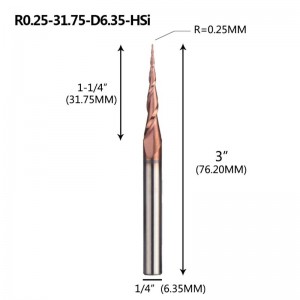 Коническая концевая фреза с шариковым носиком 1/4 \