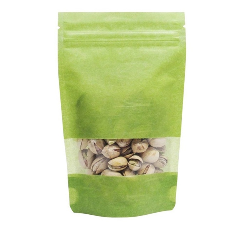 Non-Printing Resealable зеленые мешки рисовой бумаги с окном