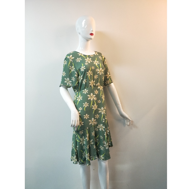 Платье женское зеленое с принтом TBWD0010M