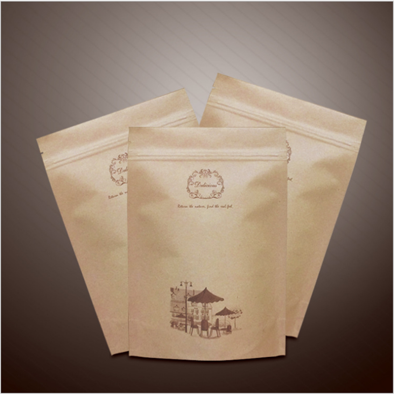 Хорошее качество обычно используемые крафт-бумажные мешки 3 боковое уплотнение упаковка мешок для кофе закуска орехи рис