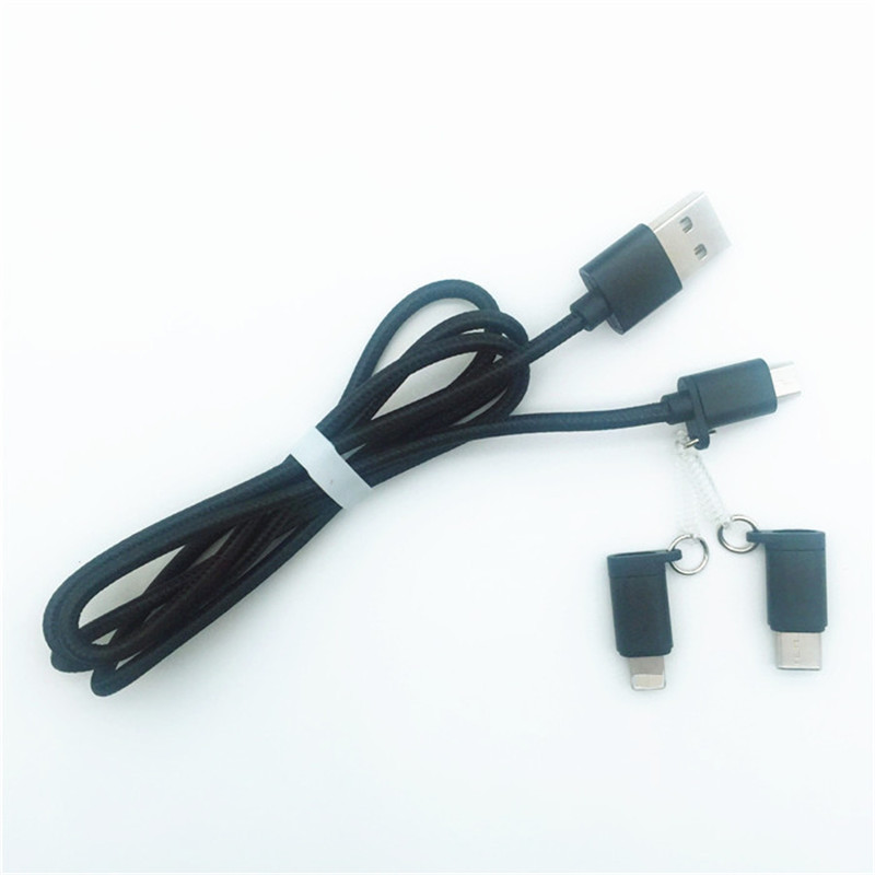 KPS-1002CB 3in1 Высококачественный USB-кабель для зарядки с нейлоновой оплеткой 1M 2a OD3.5MM