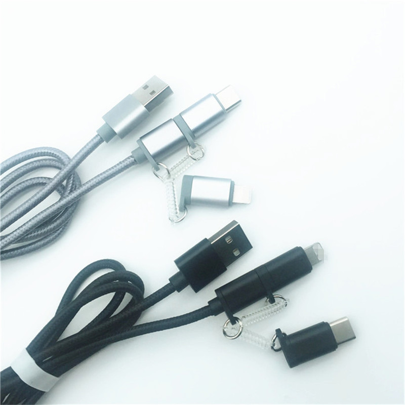 KPS-1002CB 3in1 Высококачественный USB-кабель для зарядки с нейлоновой оплеткой 1M 2a OD3.5MM