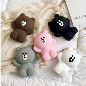Силиконовый мультфильм сумка девушка сумка милый силиконовый мобильный телефон сумка медведь личность цепь одно плечо косой су...