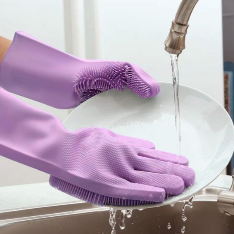 Силиконовые перчатки для мытья посуды, теплоизоляция, противоскользящая и износостойкая кухонная чистящая силиконовая щетка