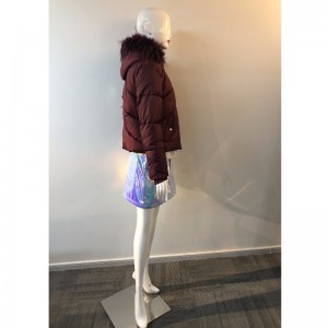 Дамское бордовое пальто с капюшоном RLWPC0066