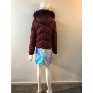 Дамское бордовое пальто с капюшоном RLWPC0066