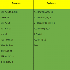 Тормозные колодки (OE: 4E0698151K)