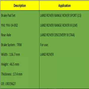 Тормозные колодки (OE: LR019627)