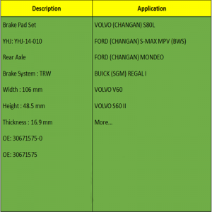 Тормозные колодки (OE: 30671575-0, OE: 30671575)