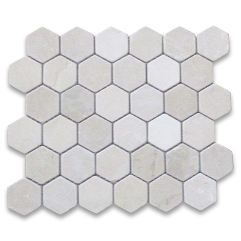 Crema marfil 2-дюймовая шестиугольная мозаичная плитка упала