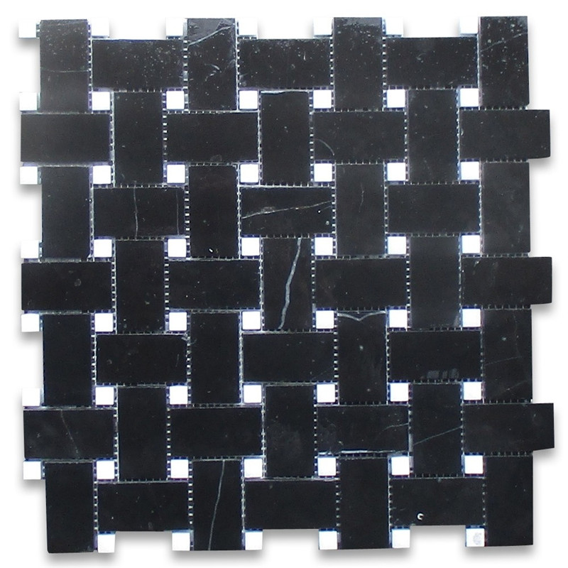 Nero marquina 1x3 мозаика в елочку полированная