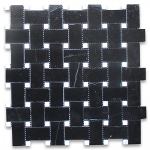 Nero marquina черный мрамор 1x2 мозаика мозаика белые точки отточенные