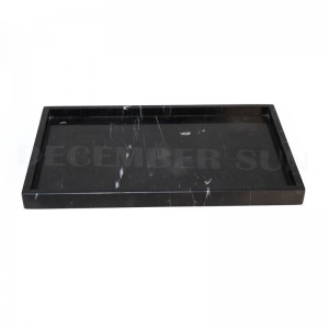 Поднос высокого качества черный прямоугольник мрамор
