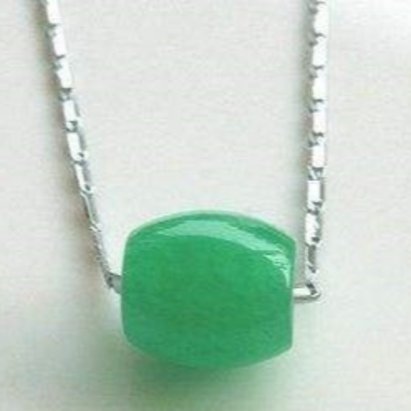 925 стерлингового серебра синтетического малайского нефрита кулон ожерелье женщин