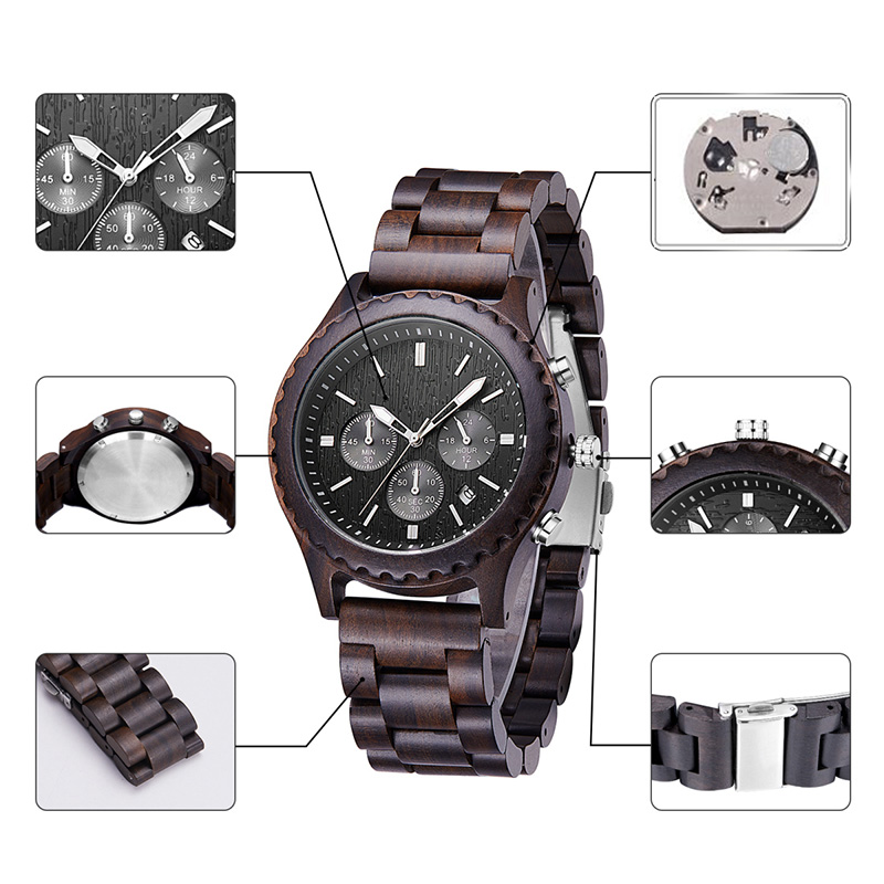 Роскошные подарки мода деревянные часы мужчины случайные военные мужские часы