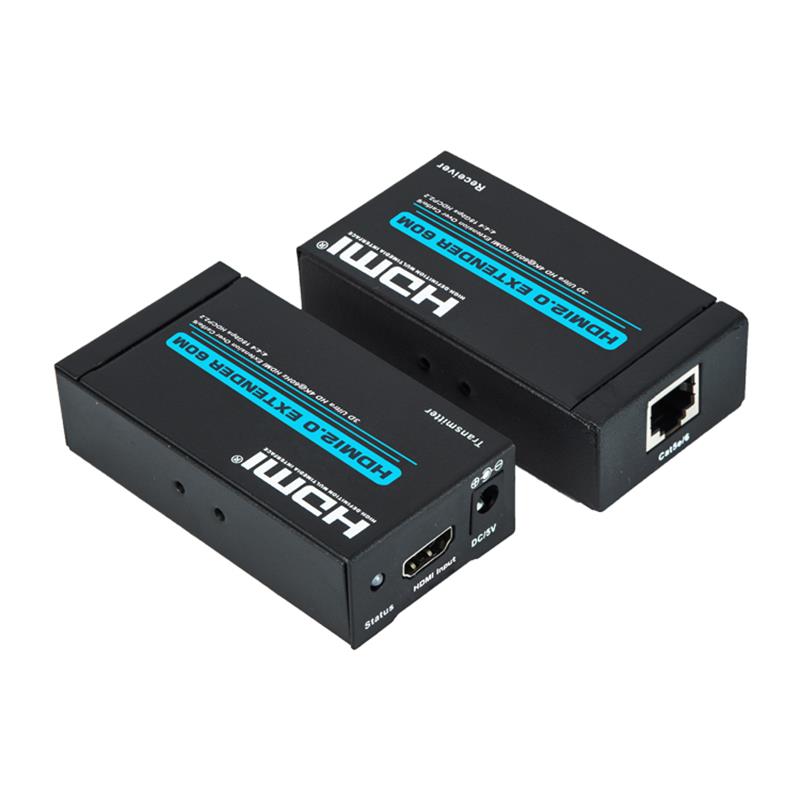 V2.0 HDMI-удлинитель 60 м. Поддержка одного кабеля Cat5e / 6 Ultra HD 4Kx2K при 60 Гц HDCP2.2