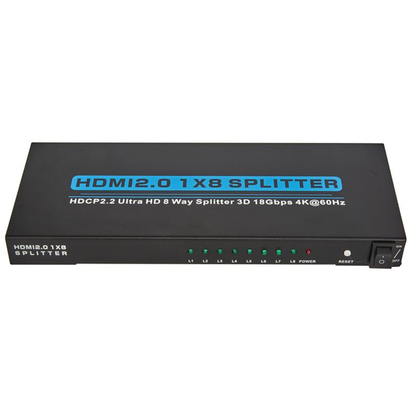 V2.0 HDMI 1x8 Splitter Поддержка 3D Ultra HD 4Kx2K при 60 Гц HDCP2.2