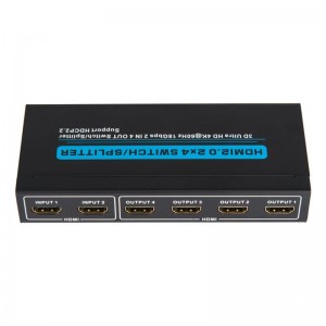 V2.0 HDMI 2x4 Поддержка коммутатора \/ разветвителя 3D Ultra HD 4Kx2K при 60 Гц HDCP2.2
