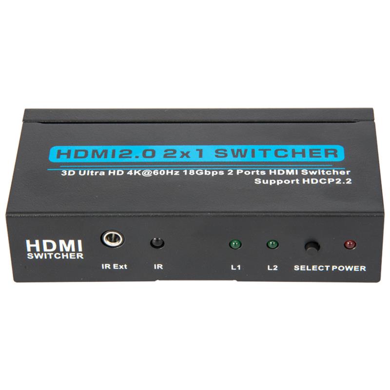 V2.0 HDMI 2x1 Switcher Поддержка 3D Ultra HD 4Kx2K при 60 Гц HDCP2.2