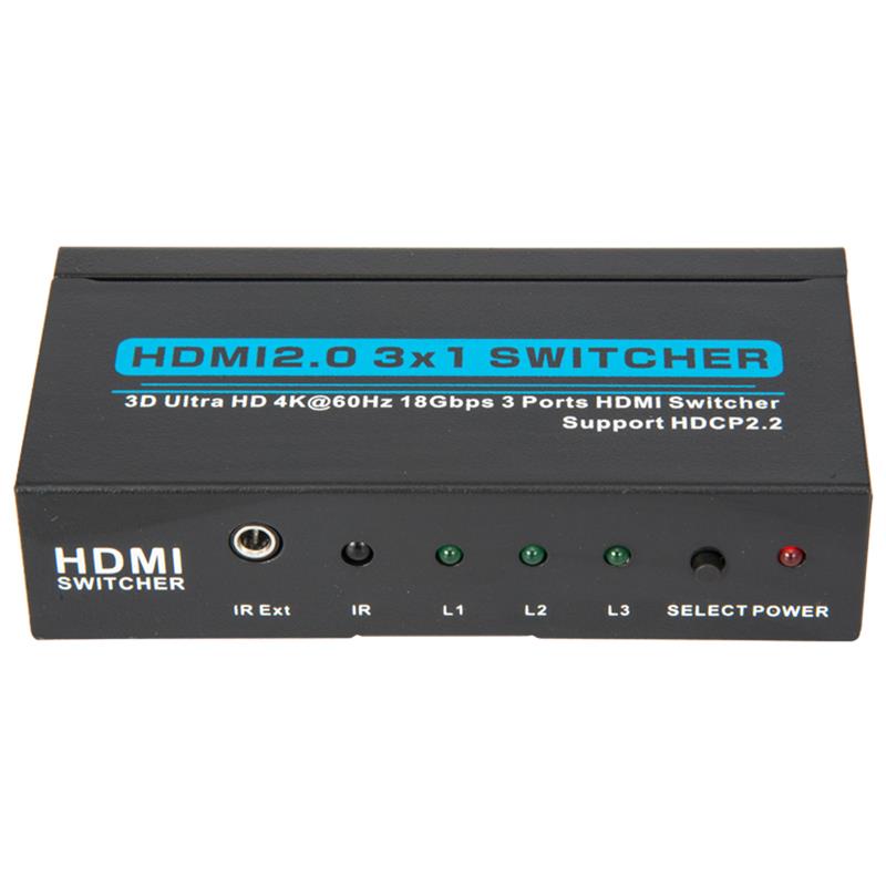 V2.0 HDMI 3x1 Switcher Поддержка 3D Ultra HD 4Kx2K при 60 Гц HDCP2.2